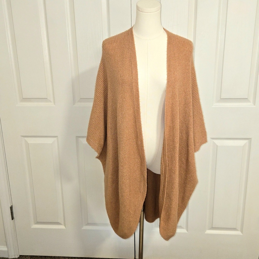 OFFLINE by Aerie Cardigan Wrap Womens L/XL Tan Ribbed Open Front Oversized